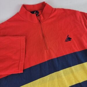 Vintage Cannondale Men's Red Blue Yellow Striped Half Zip Shirt Large Cycling